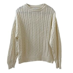 Benetton Cable Knit Cream Sweater- vintage early 90s